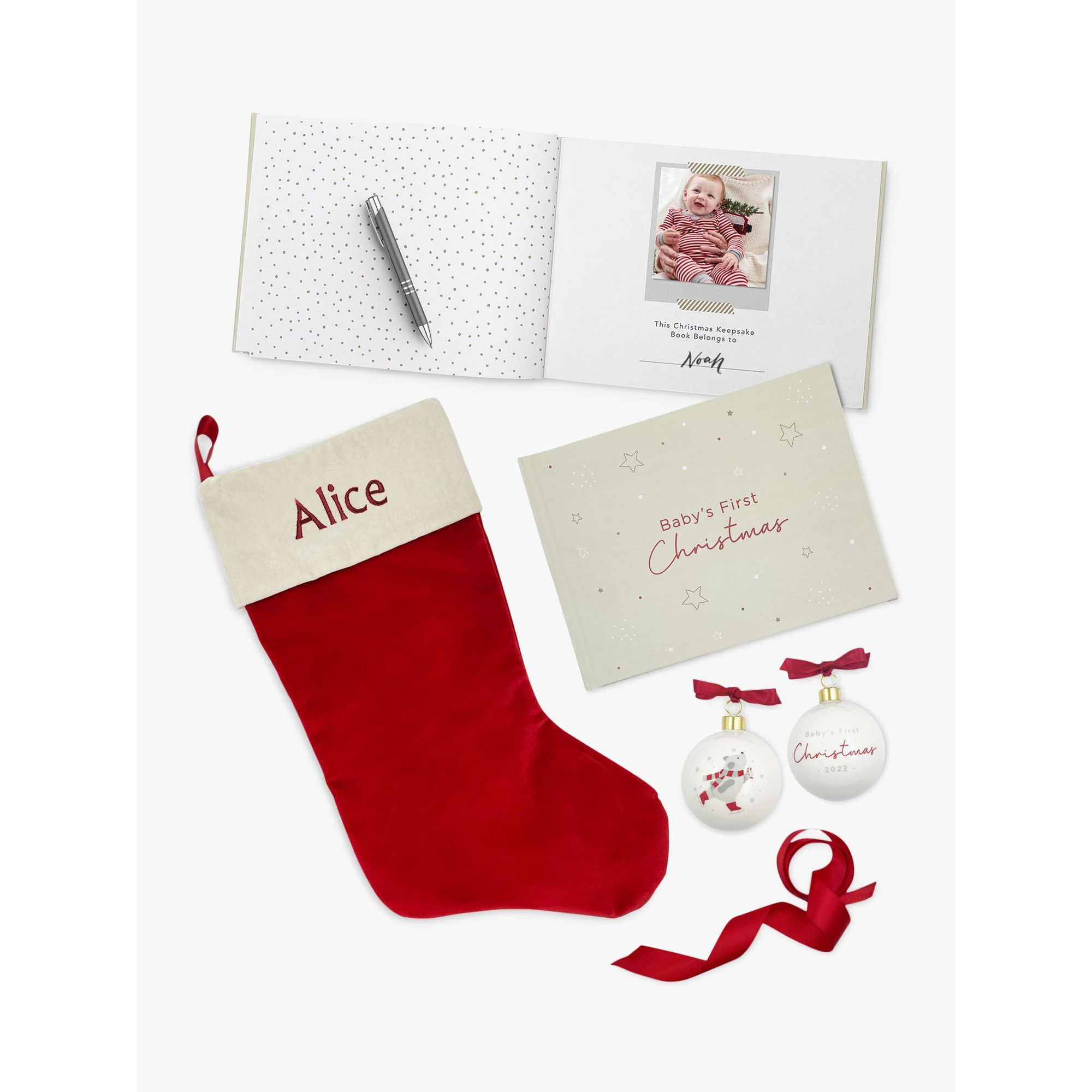 Babyblooms Personalised Christmas Stocking, Bauble and Book Set - image 1
