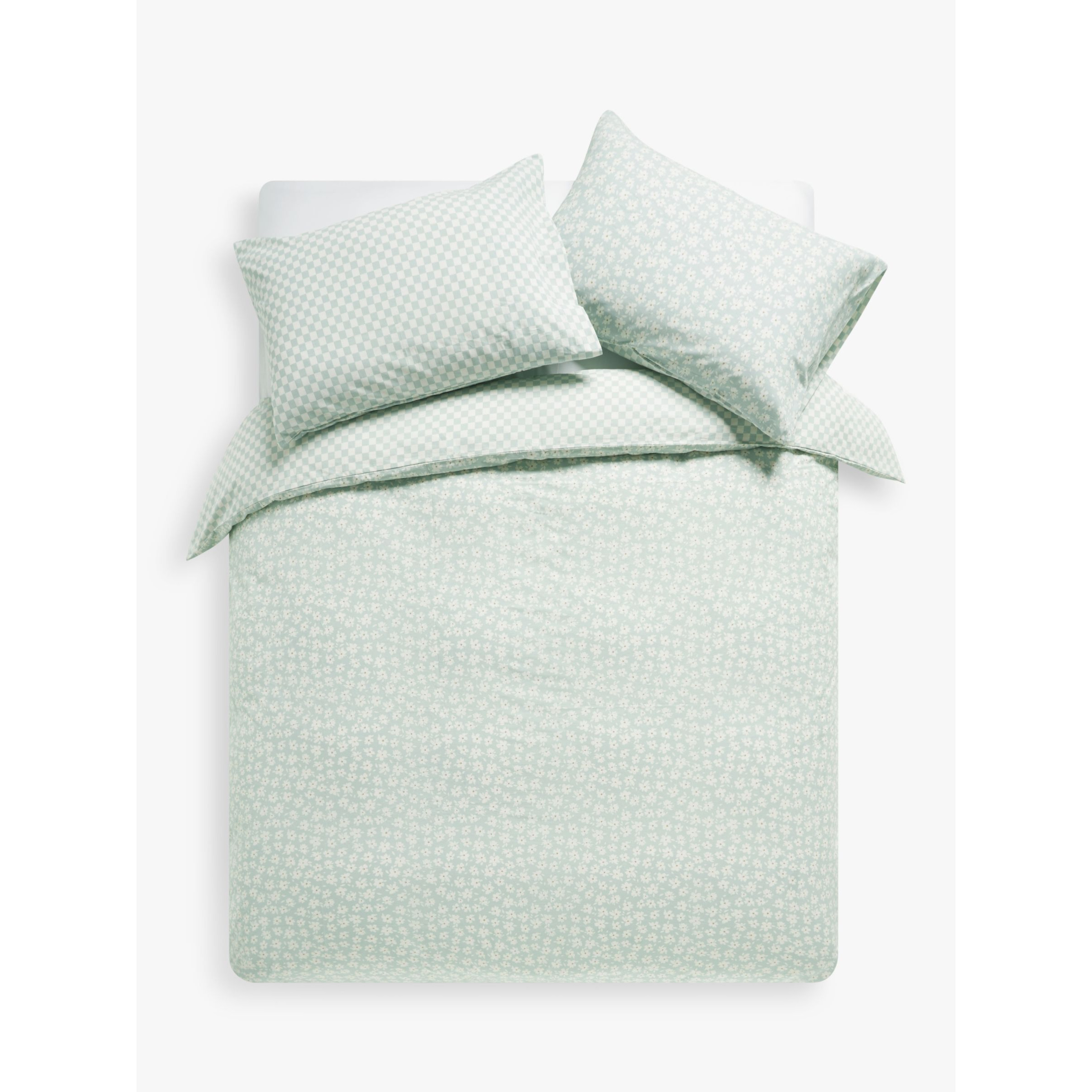 John Lewis ANYDAY Ditsy Floral/Check Duvet Cover Set