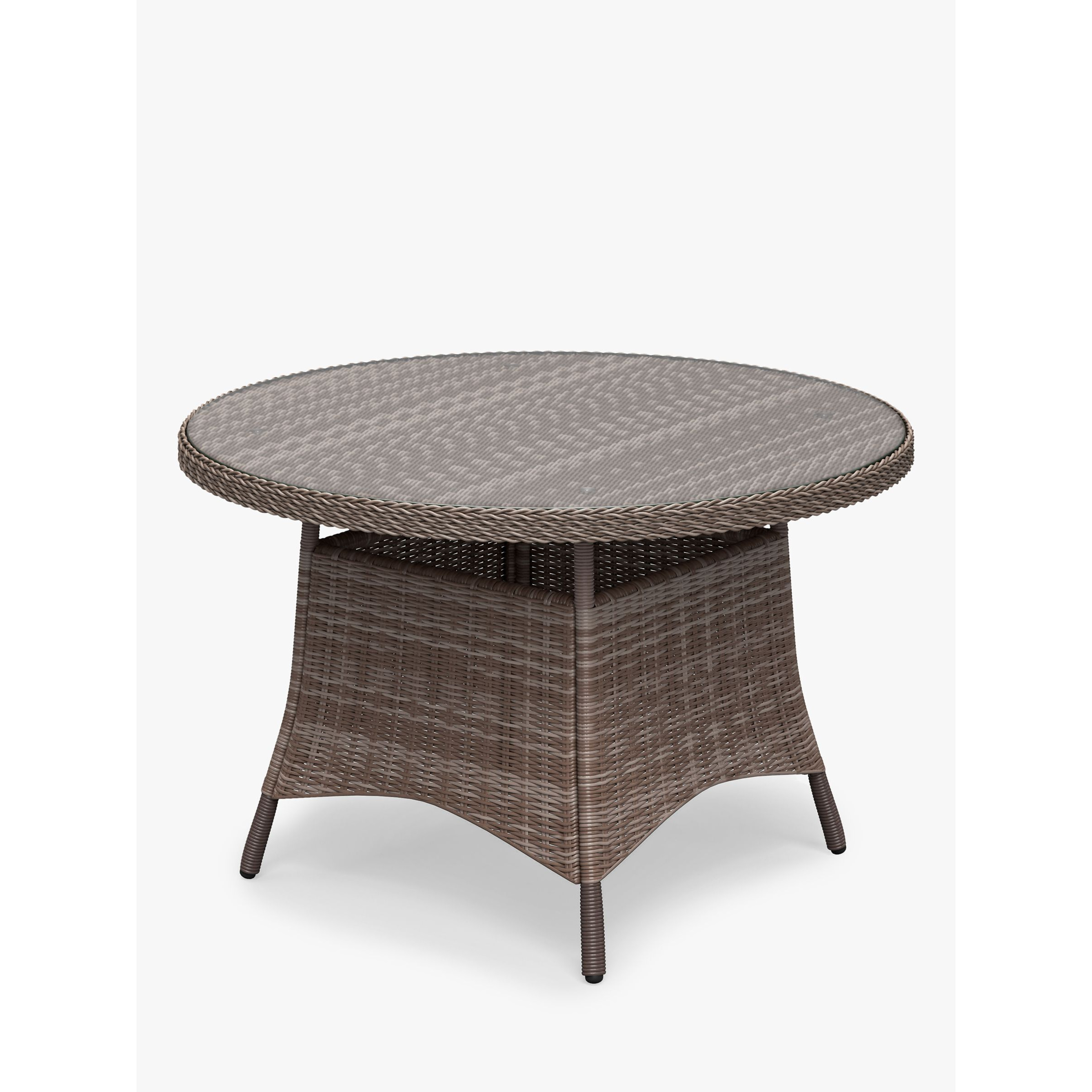 John Lewis Rye Woven 4-Seater Round Garden Dining Table, Natural - image 1