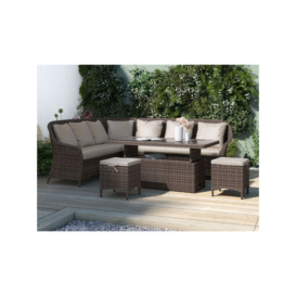 John Lewis Rye Woven 7-Seater Corner Garden Sofa with Dining / Lounging Table & 2 Footstools Set, Natural - thumbnail 2