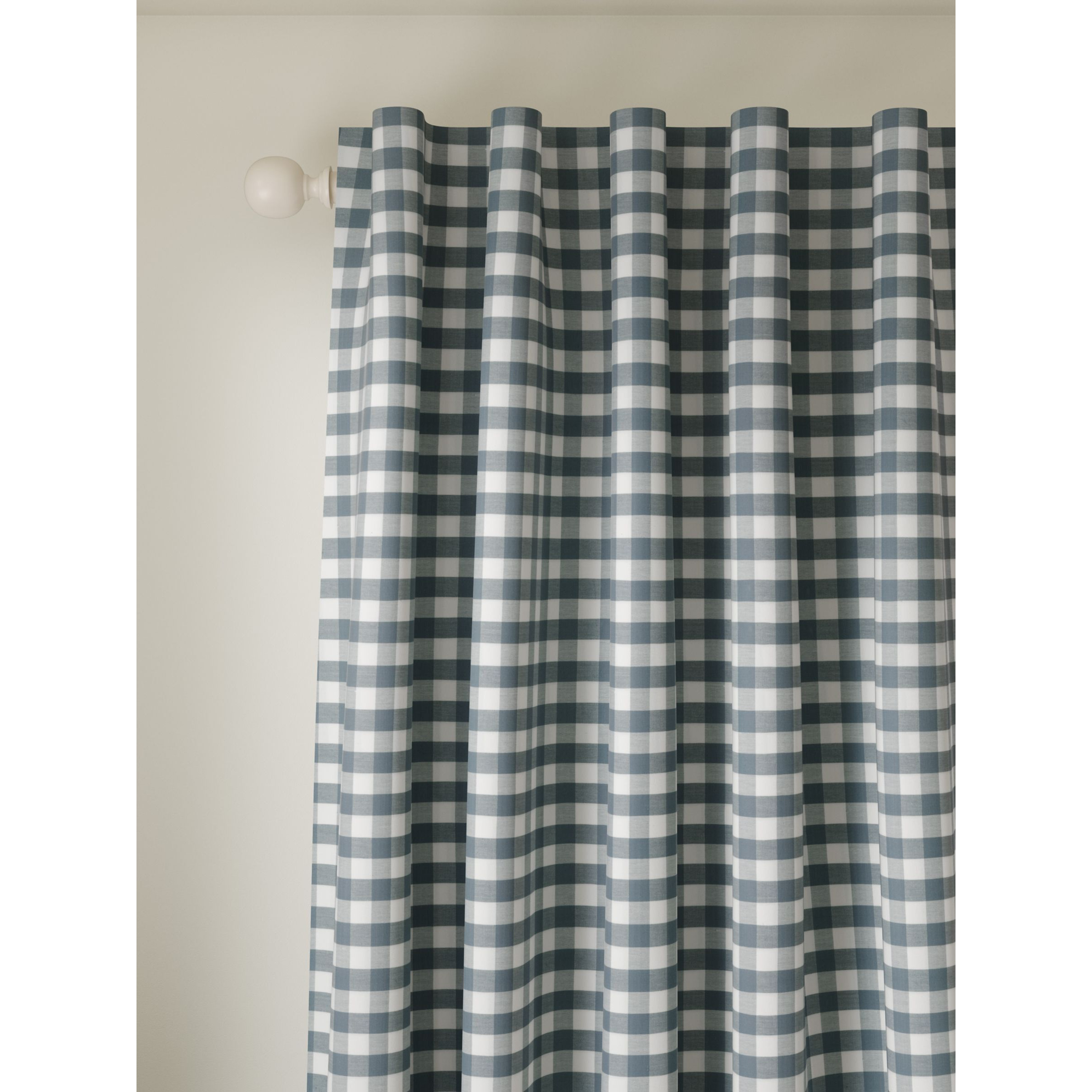 John Lewis Gingham Check Print Pair Lined Hidden Tab Top Curtains - image 1