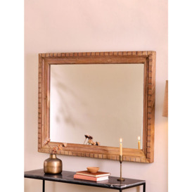 Nkuku Nalda Rectangular Carved Reclaimed Wood Wall Mirror, 90 x 120cm, Natural - thumbnail 2