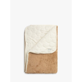 The Little Tailor Baby Reversible Sherpa Fleece Quilted Baby Blanket, Tan Brown