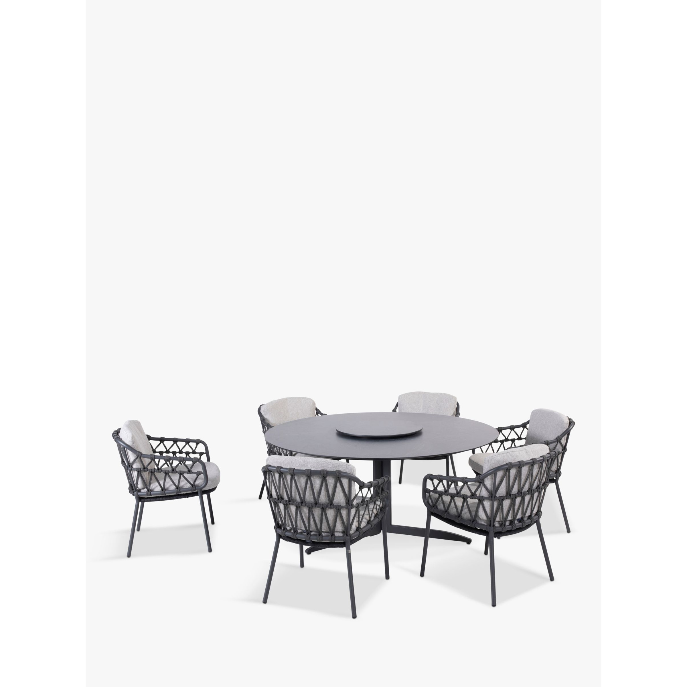 4 Seasons Outdoor Calpi & Embrace 6-Seater Garden Dining Set with Lazy Susan, Anthracite - image 1