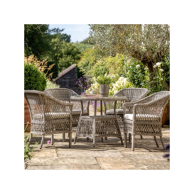 Gallery Direct Menton 4-Seater Round Garden Dining Table & Chairs Set, Natural - thumbnail 2