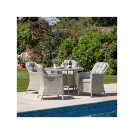 Gallery Direct Holton 4-Seater Round Garden Dining Table & Chairs Set, Natural/Stone - thumbnail 2