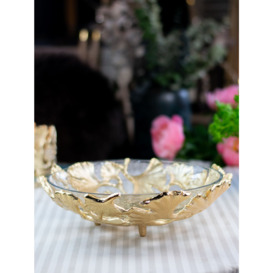 Culinary Concepts Ginkgo Leaf Decorative Bowl, 33cm, Gold/Clear - thumbnail 2