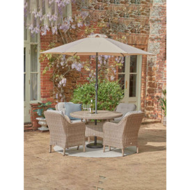 LG Outdoor St Tropez 4-Seater Round Garden Dining Table & Chairs Set with Parasol - thumbnail 2