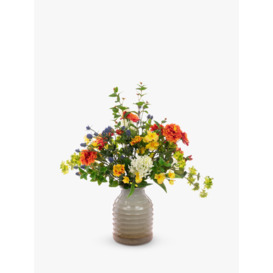 Floralsilk Artificial Rose, Lilac & Marigold in Ceramic Vase, H70cm, Multi