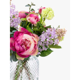 Floralsilk Artificial Hydrangea & Peony in a Textured Glass Vase, H47cm - thumbnail 2