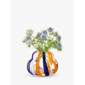 LSA International Folk Glass Vase, H19cm, Orange/Blue - thumbnail 2