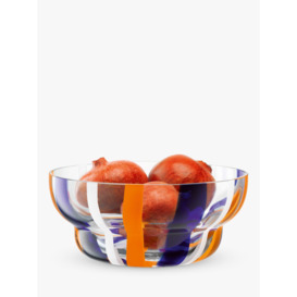LSA International Folk Decorative Glass Bowl, 23.8cm, Blue/Orange - thumbnail 2