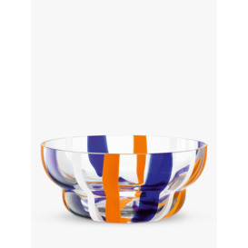 LSA International Folk Decorative Glass Bowl, 23.8cm, Blue/Orange - thumbnail 1