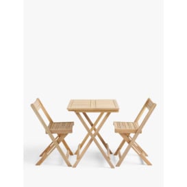 John Lewis ANYDAY Acacia Wood Foldable 2-Seater Garden Bistro Table & Chairs Set, Natural - thumbnail 2