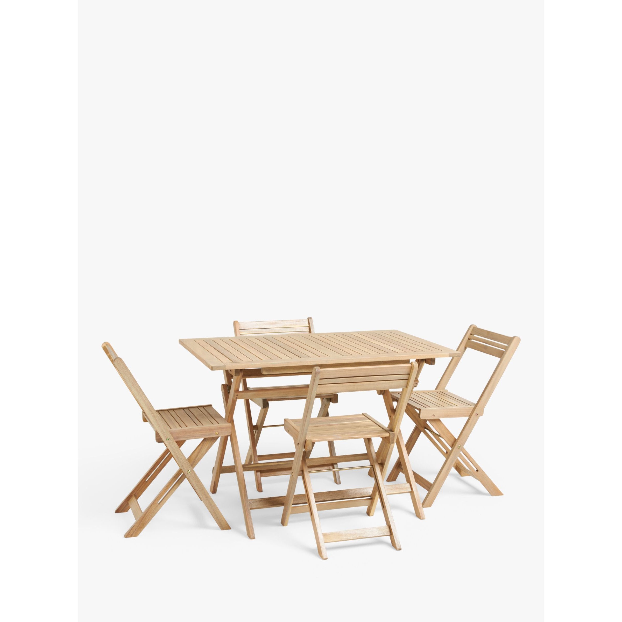 John Lewis ANYDAY Acacia Wood Foldable 4-Seater Garden Dining Table & Chairs Set, Natural - image 1