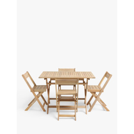 John Lewis ANYDAY Acacia Wood Foldable 4-Seater Garden Dining Table & Chairs Set, Natural - thumbnail 2