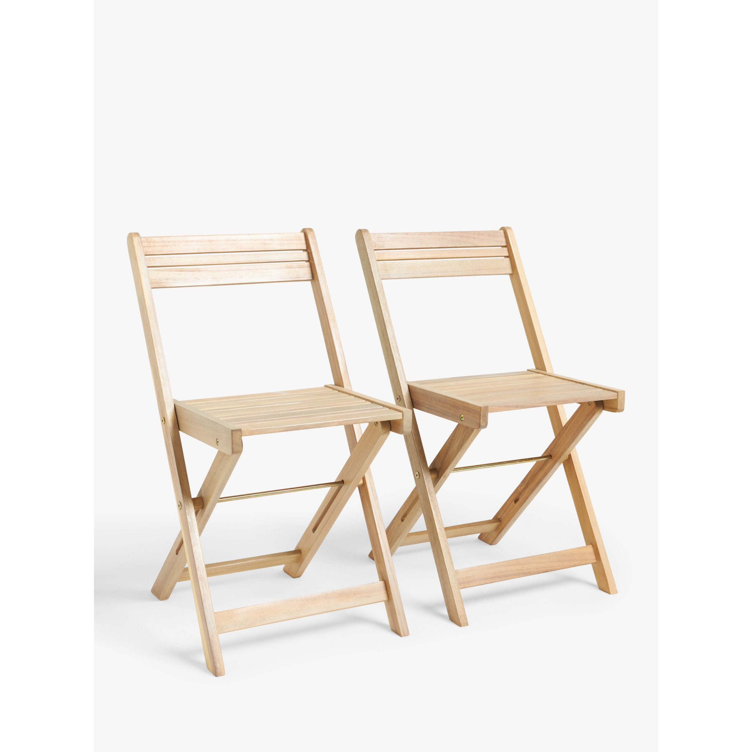 John Lewis ANYDAY Acacia Wood Foldable Garden Dining Chairs, Set of 2, Natural - image 1