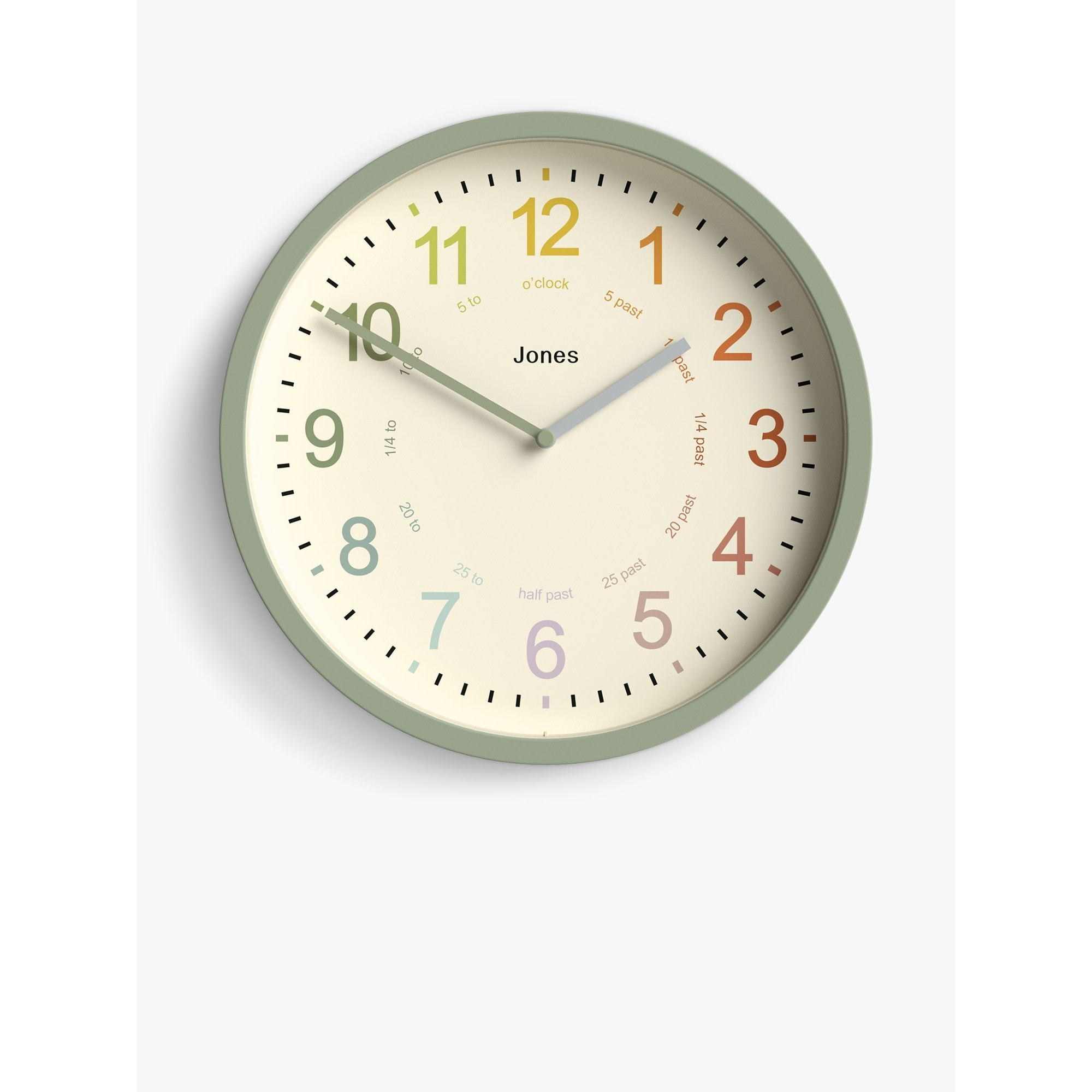 Jones Clocks Kids' Analogue Wall Clock, 25cm, Desert Sage - image 1