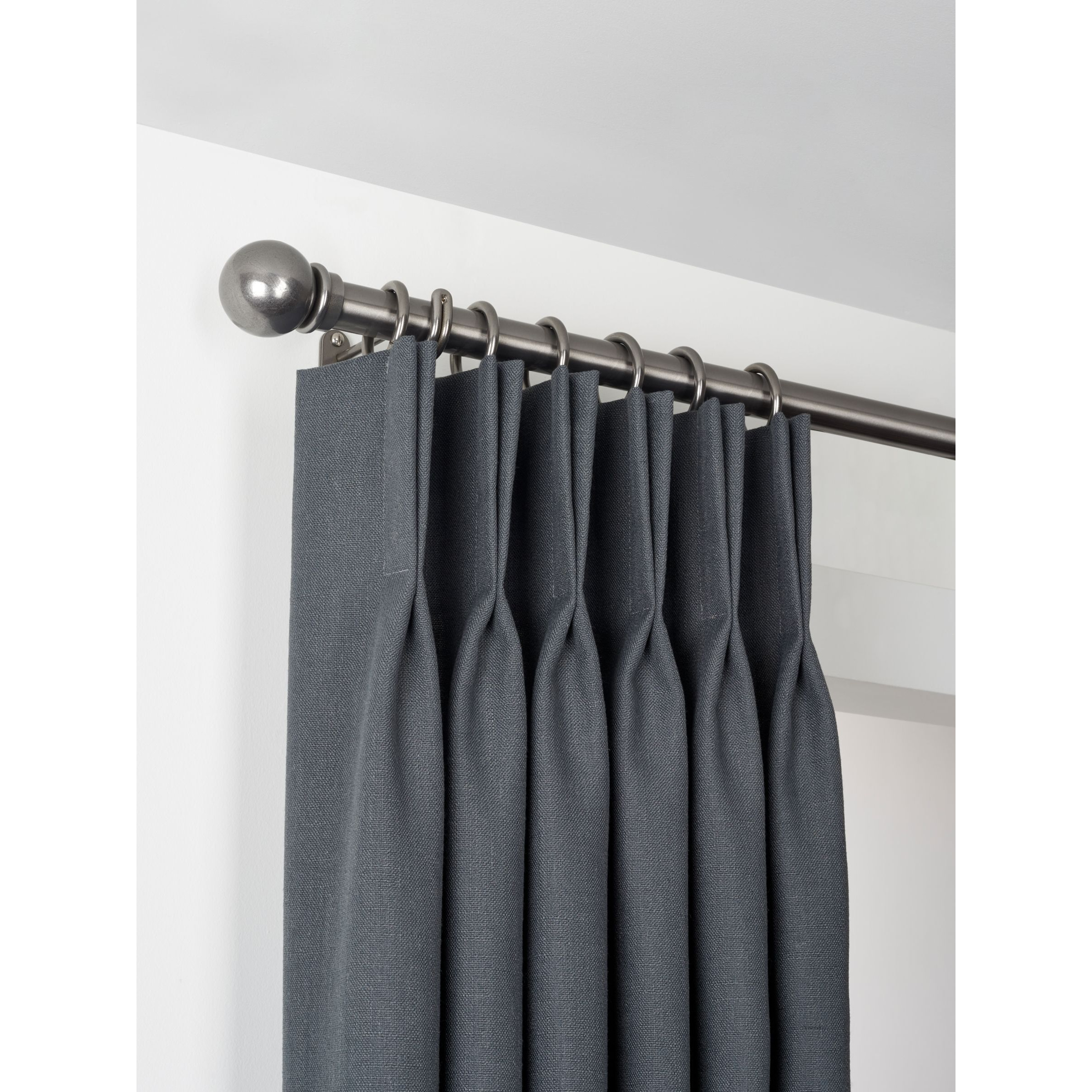 John Lewis Select Classic Curtain Pole with Rings and Ball Finial, Wall Fix, Dia.25mm - image 1