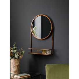 Gallery Direct Emerson Round Metal Frame Wall Mirror & Shelf, 63 x 42cm - thumbnail 2