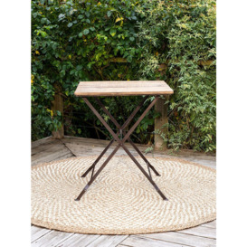 Nkuku Rishikesh Folding Iron & Reclaimed Wood Garden Bistro Table, Brown/Natural - thumbnail 2