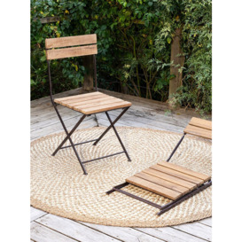 Nkuku Rishikesh Folding Iron & Reclaimed Wood Garden Bistro Chair, Brown/Natural - thumbnail 2
