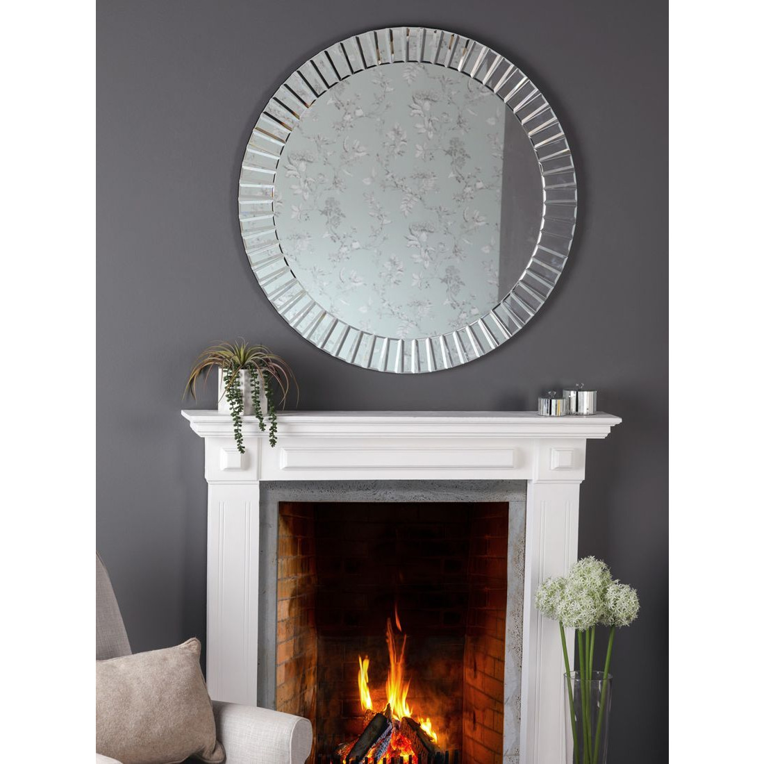 Laura Ashley Capri Bevelled Glass Round Wall Mirror, Clear - image 1