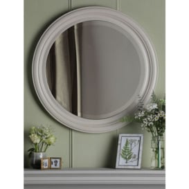 Laura Ashley Tate Round Wood Wall Mirror, 60cm, Off White