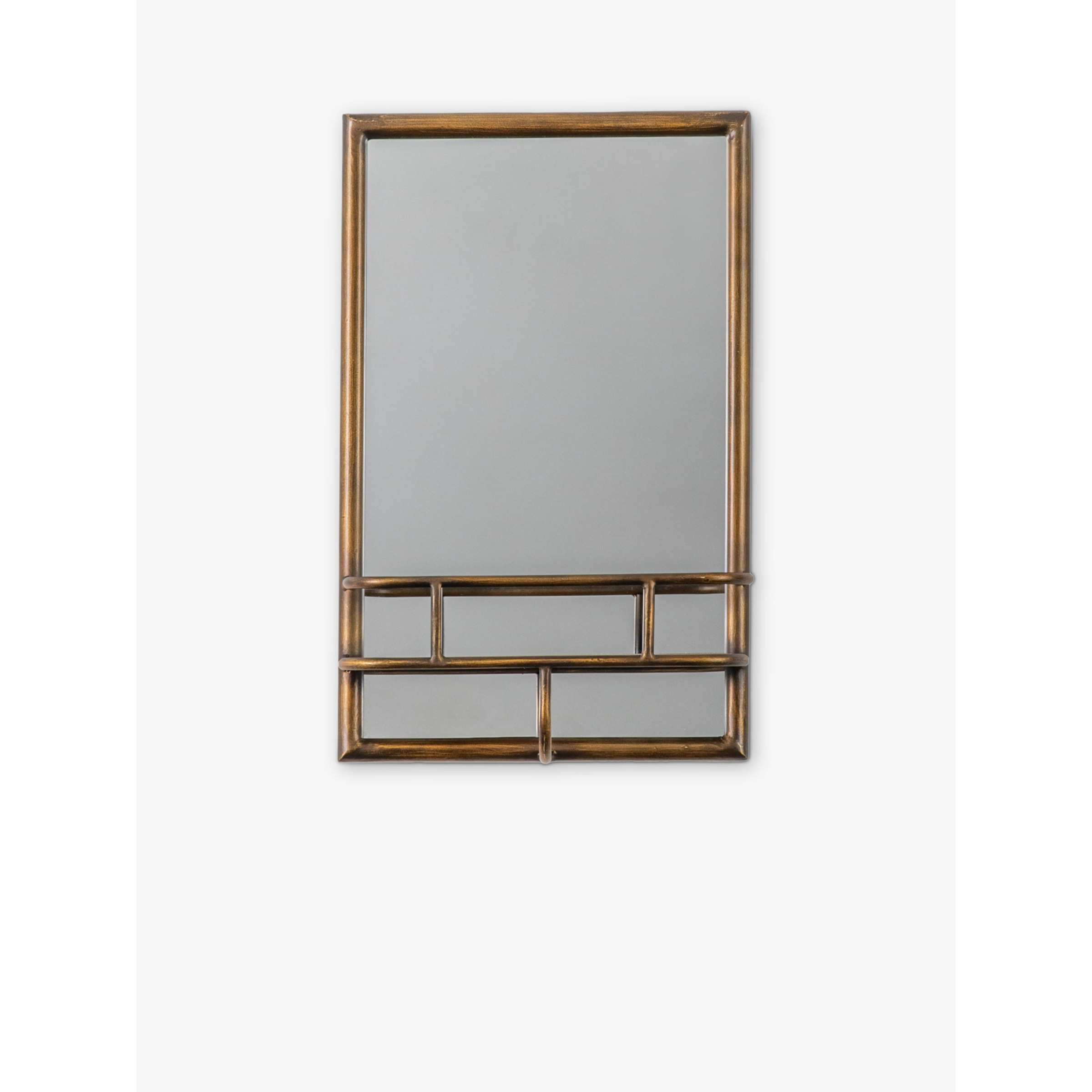 Gallery Direct Milton Rectangular Metal Wall Mirror & Shelf, 48 x 30cm - image 1