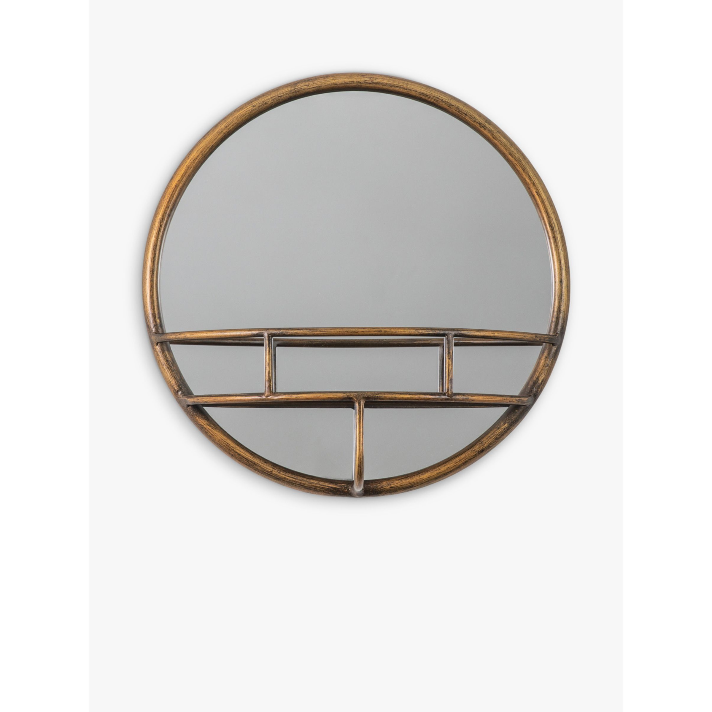 Gallery Direct Milton Round Metal Wall Mirror & Shelf, 40cm - image 1