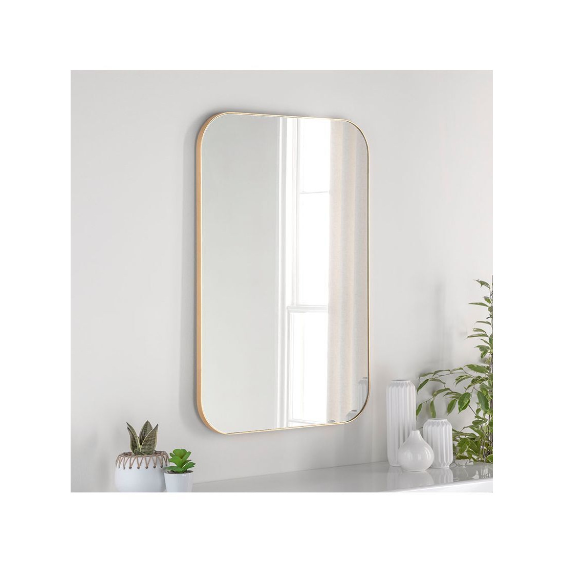 Yearn Arendal Rectangular Wood Frame Wall Mirror, 90 x 60cm - image 1