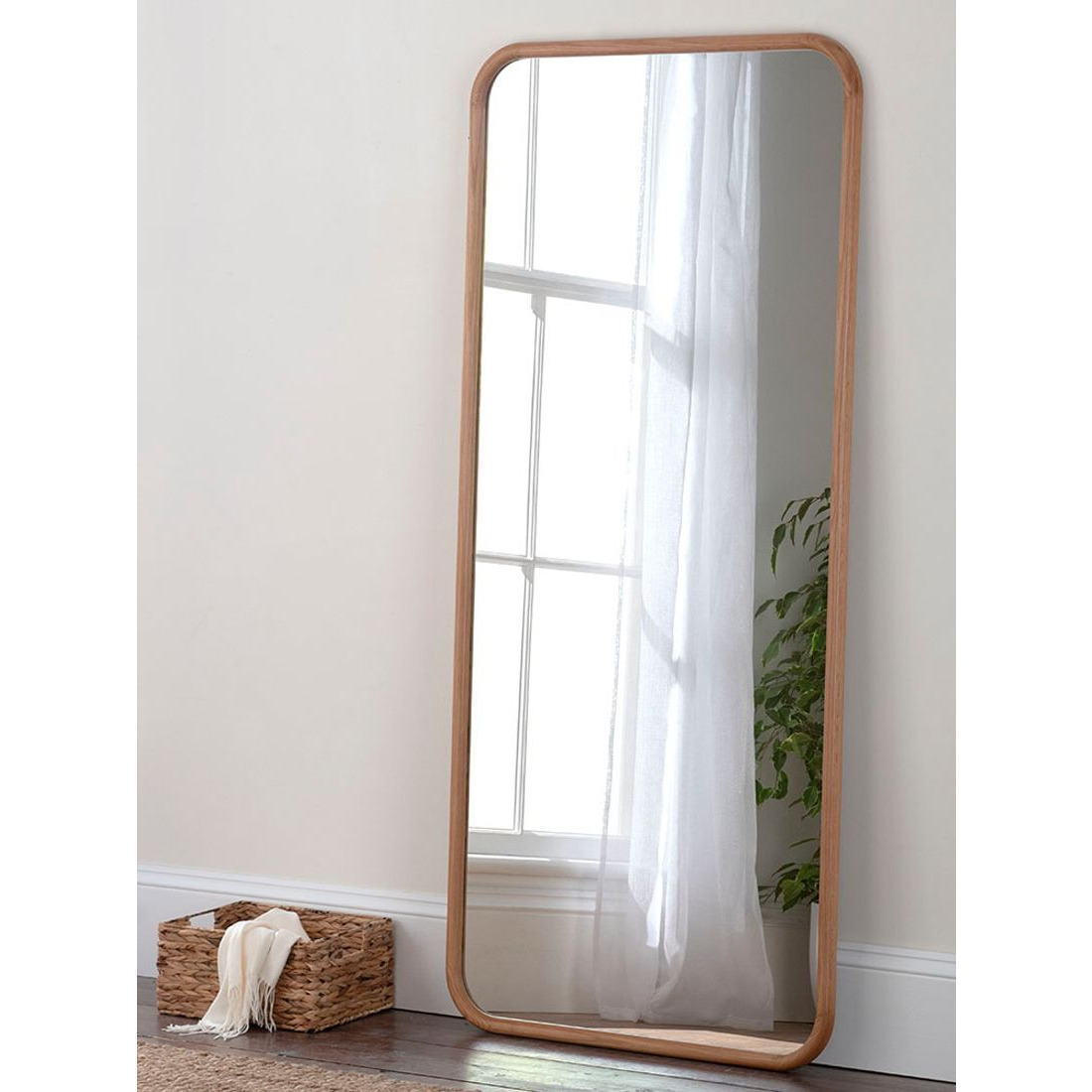 Yearn Sherwood Solid Oak Wood Frame Full-Length Wall/Leaner Mirror, 180 x 80cm, Natural - image 1
