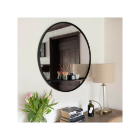 One.World Portland Round Iron Shelf Mirror, 80cm, Black