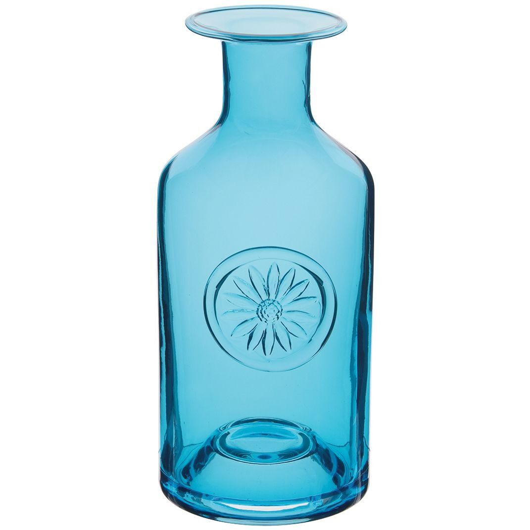 Dartington Crystal Daisy Flower Bottle Vase, Turquoise, H25cm - image 1