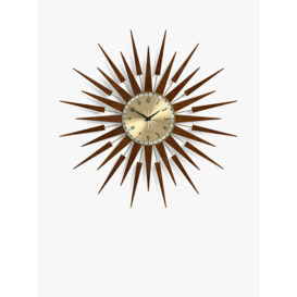 Newgate Clocks Pluto Retro Sunburst Wall Clock, Dia.65cm, Brown