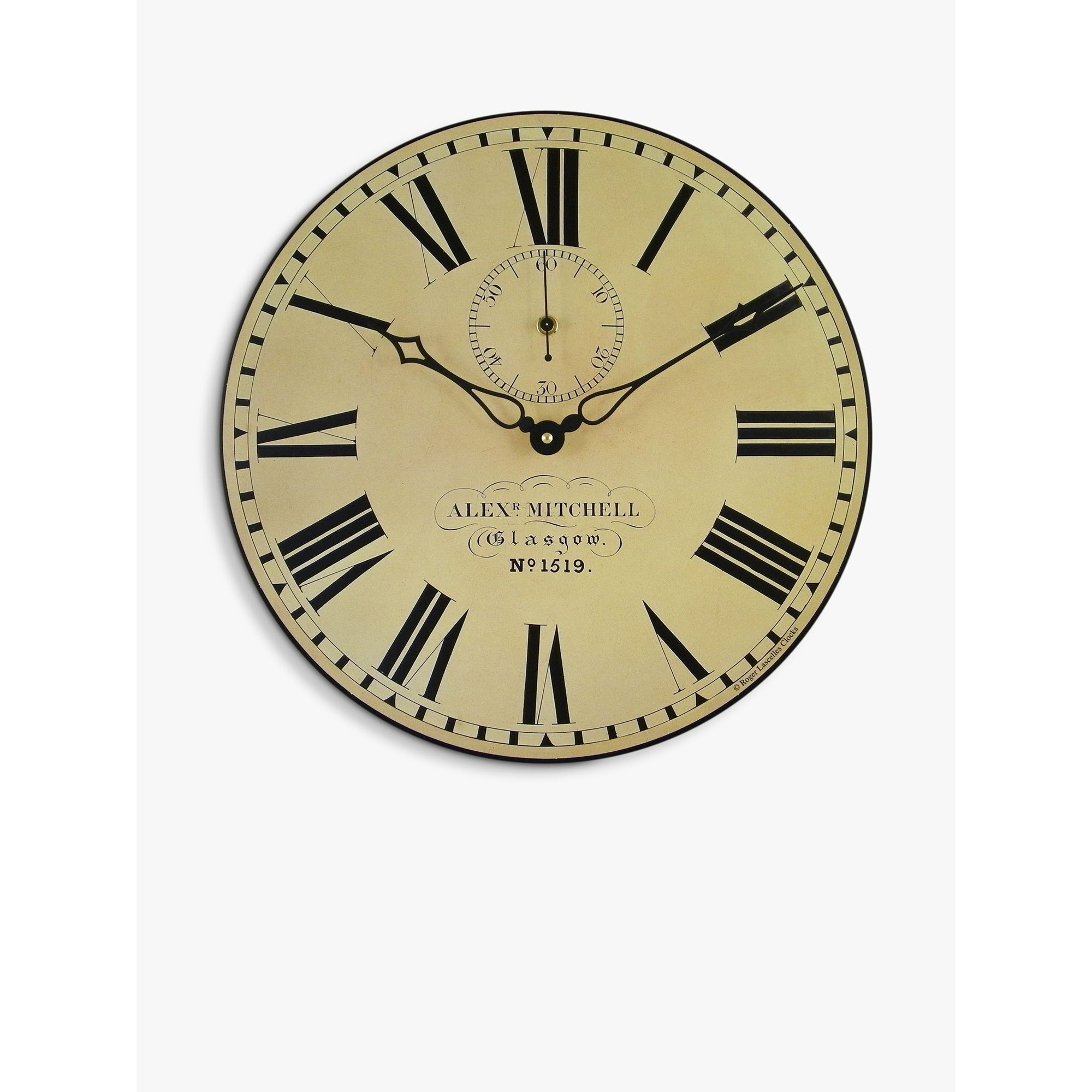 Lascelles Glasgow Analogue Roman Numeral Station Wall Clock, Dia.36cm, Cream - image 1