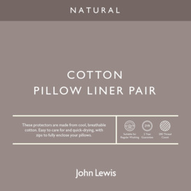 John Lewis Natural Cotton Standard Pillow Liners, Pair - thumbnail 2