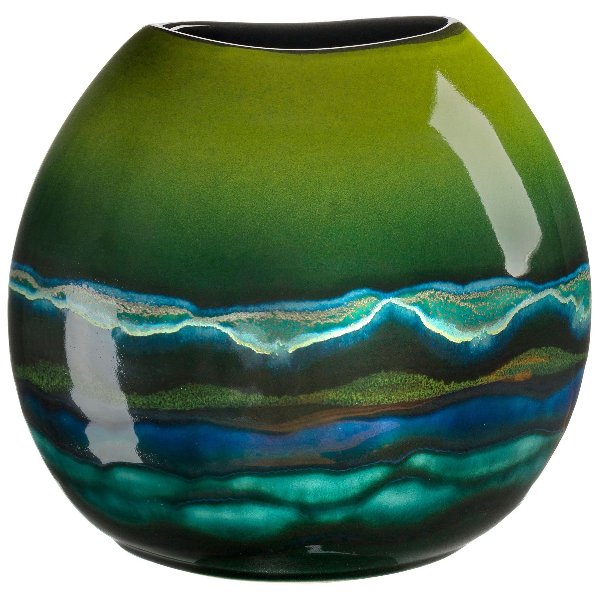 Poole Pottery Maya Earthenware Purse Vase, H20cm, Green - image 1