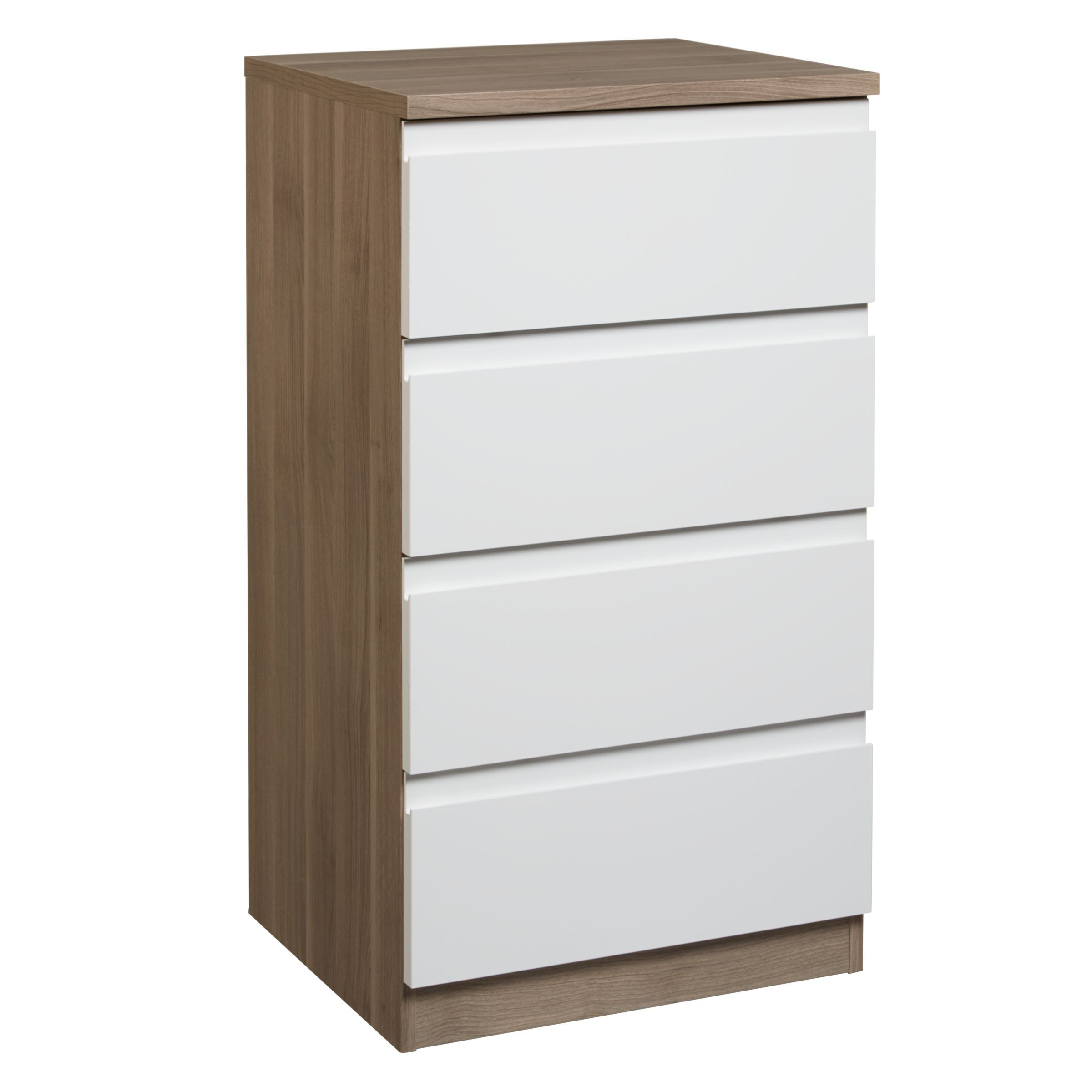 John Lewis ANYDAY Mix it Narrow 4 Drawer Chest, Gloss White/Grey Ash