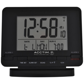 Acctim Radio Controlled Couples Digital Alarm Clock, Black - thumbnail 2