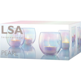 LSA International Pearl Tealight Holder & Candles, Set of 4 - thumbnail 2
