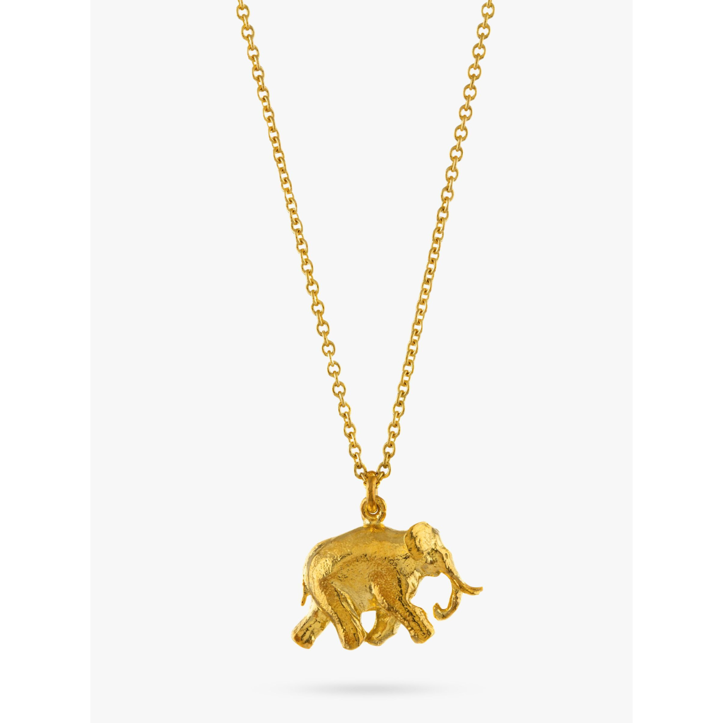 Alex Monroe 22ct Gold Plated Sterling Silver Elephant Pendant Necklace, Gold
