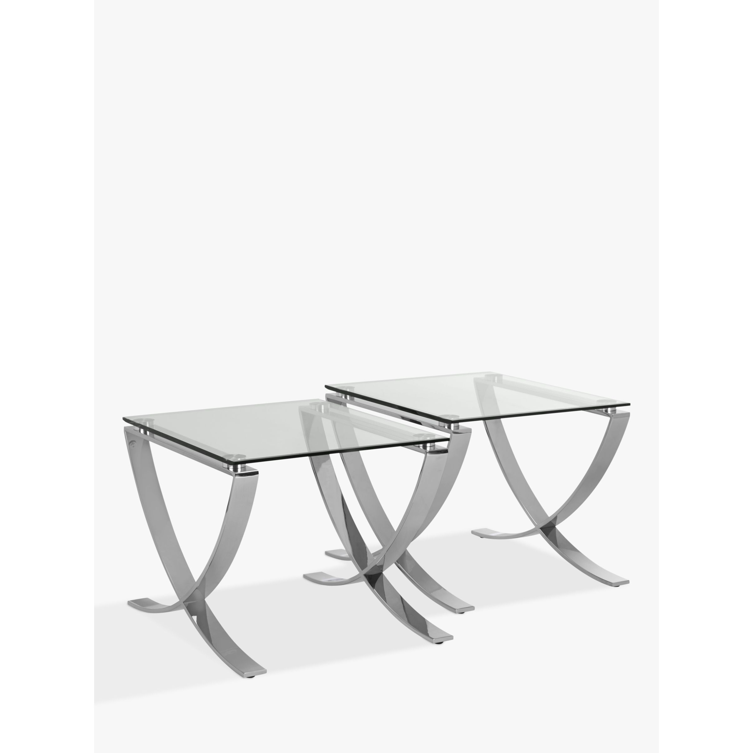 John Lewis Moritz Side Tables, Set of 2, Clear/Polished Steel - image 1
