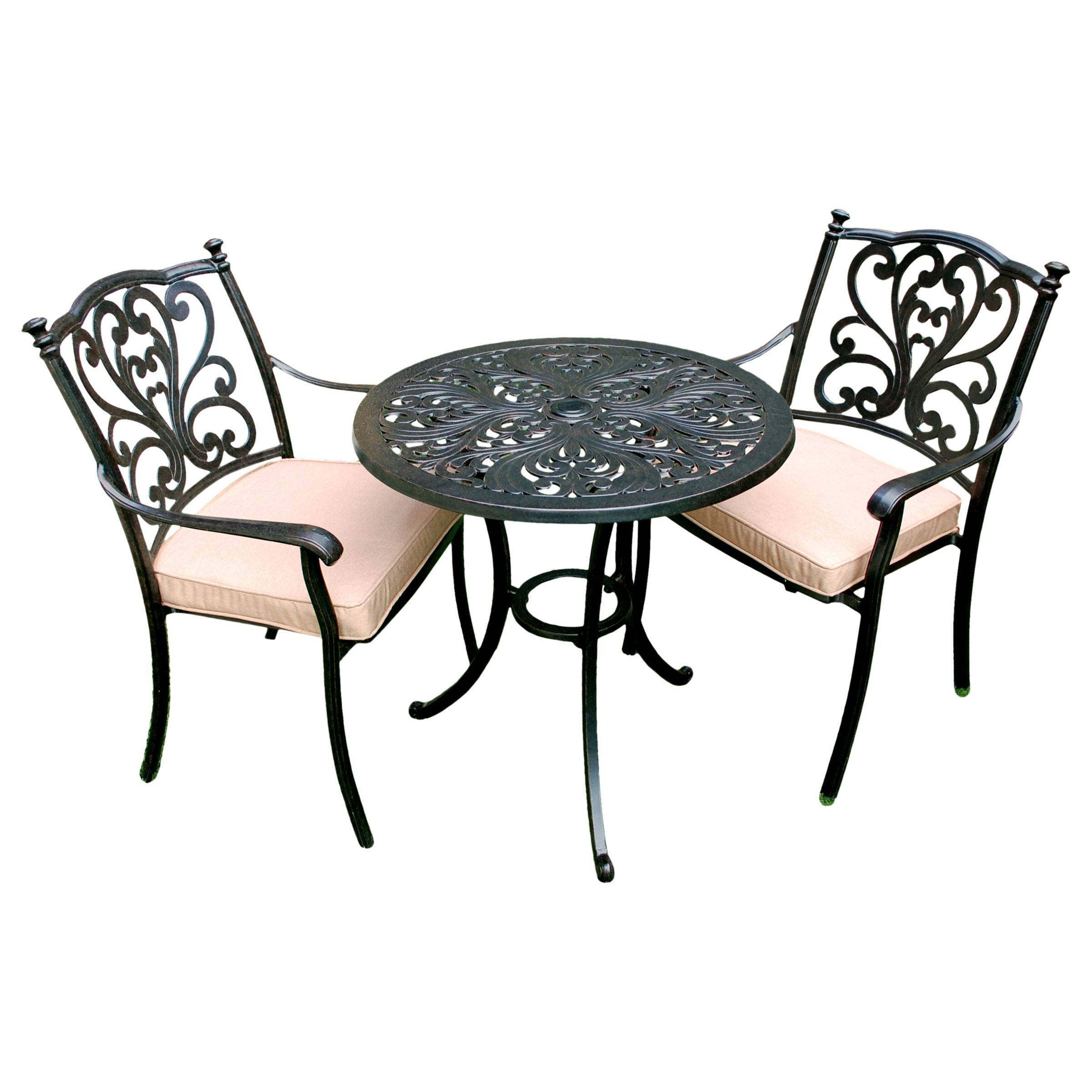 LG Outdoor Devon 2 Seater Garden Bistro Table and Chairs Set, Bronze