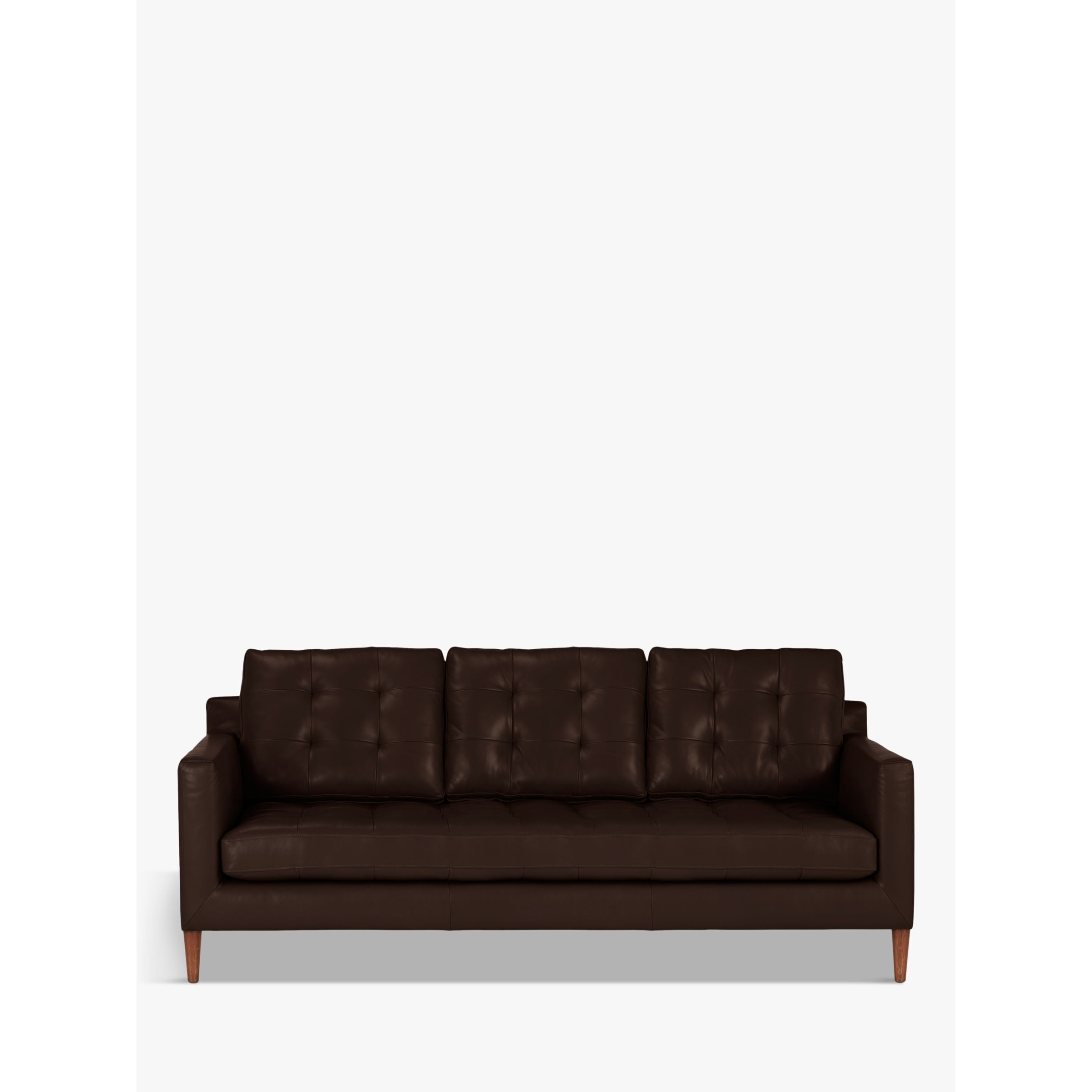 John Lewis Draper Large 3 Seater Leather Sofa, Dark Leg - image 1