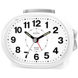 Acctim Lila Non-Ticking Sweep Analogue Alarm Clock, White - thumbnail 1