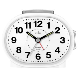 Acctim Lila Non-Ticking Sweep Analogue Alarm Clock, White - thumbnail 2