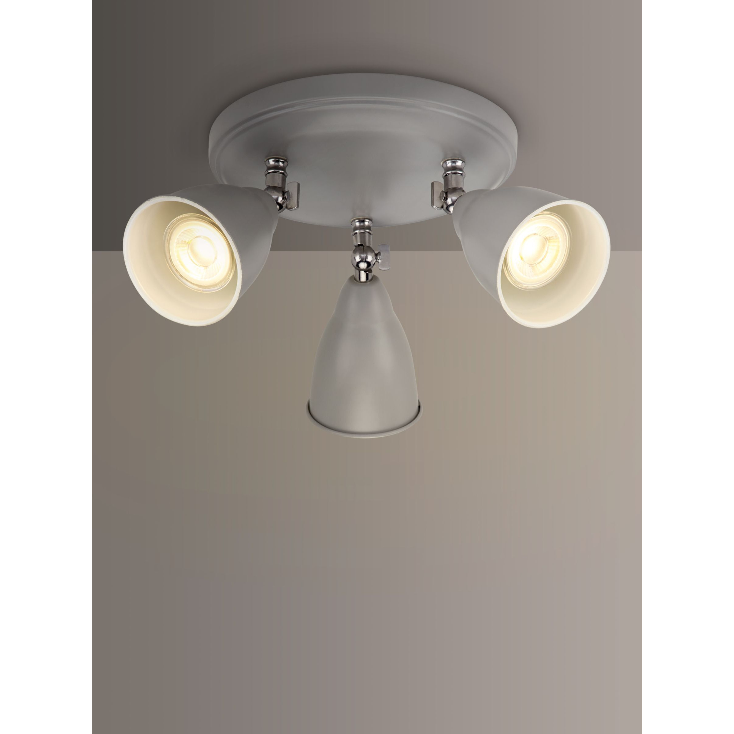 John Lewis Plymouth GU10 LED 3 Spotlight Ceiling Plate, Grey - image 1