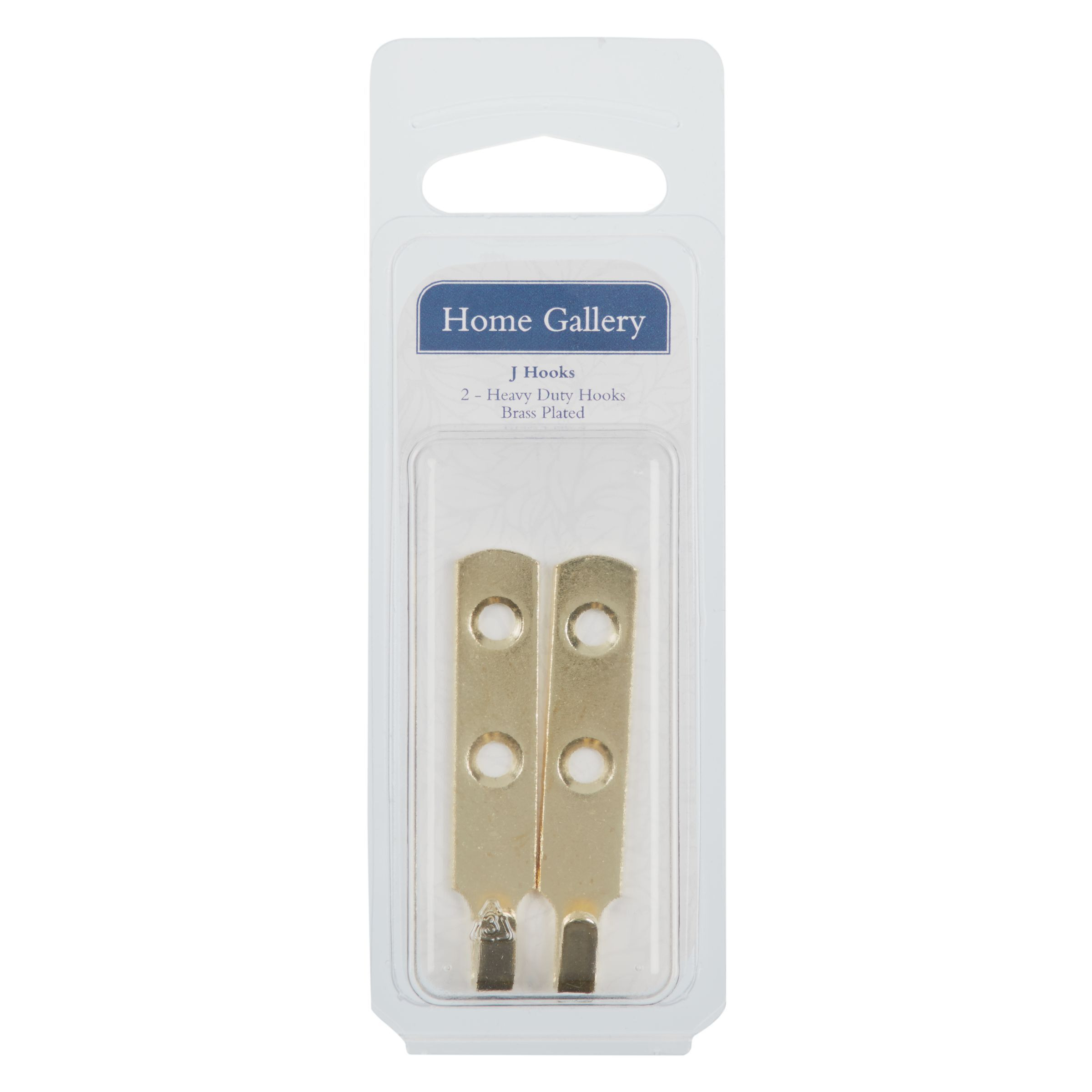 Home Gallery Brass Plated J Hooks, Pack of 2 - image 1