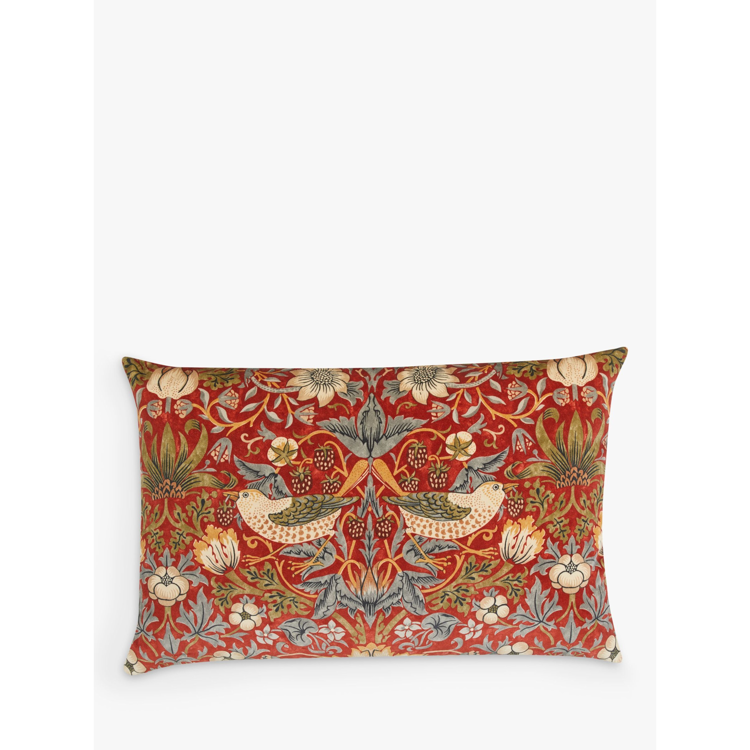 Morris & Co. Strawberry Thief Velvet Cushion - image 1